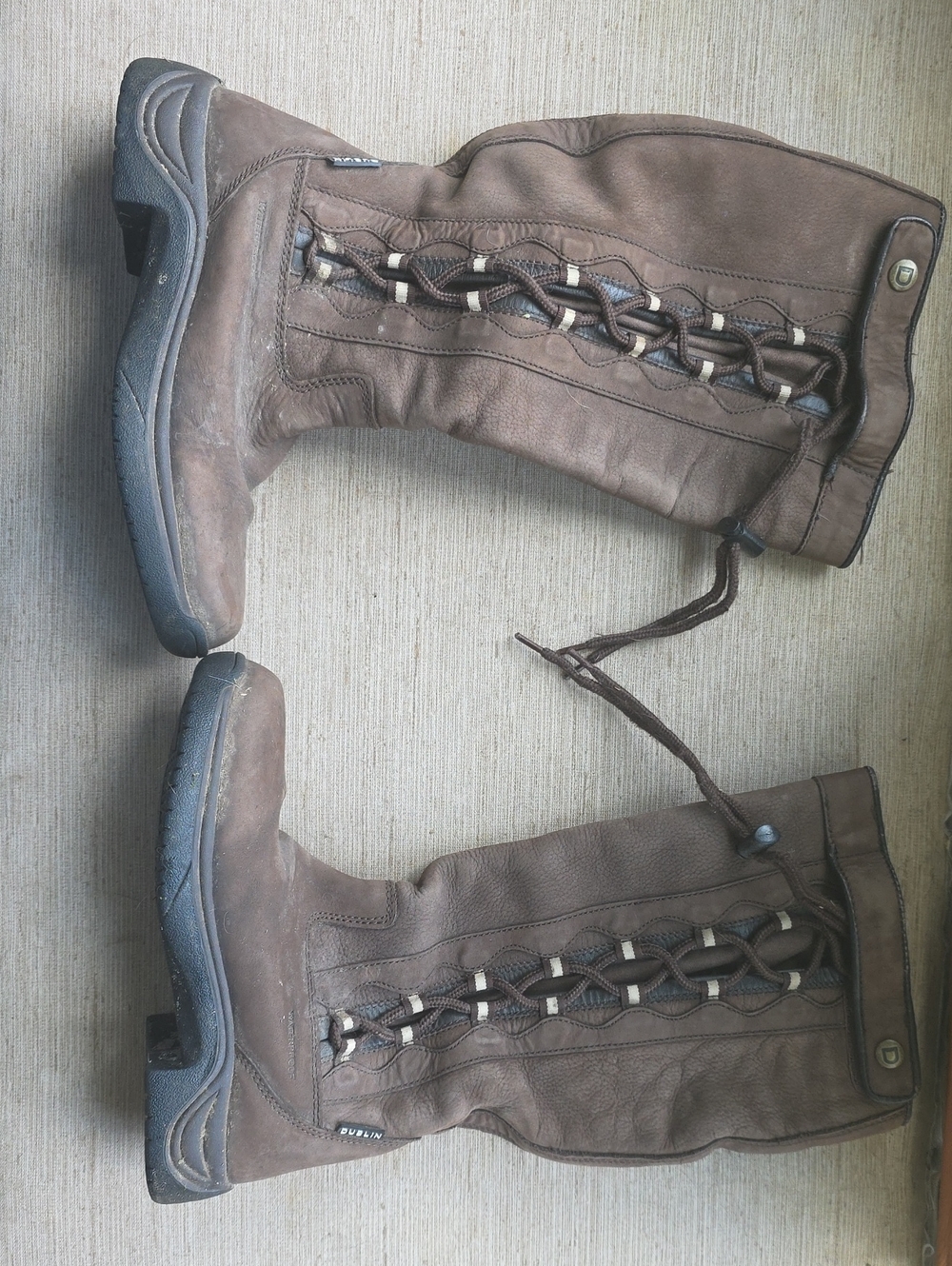 Dublin Brown Lace-Up Mid-Calf Boots with Side Decorative Lacing